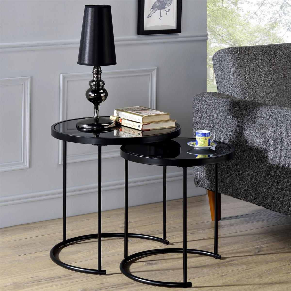 COUCHTISCH LEYRE - Schwarz, Glas (50/50/50cm) - IDIMEX