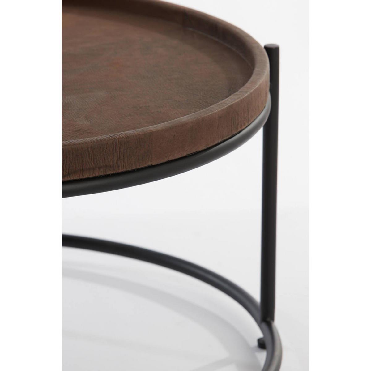 COUCHTISCH JAIRO 2er Set, Leder, Braun-Schwarz - Schwarz/Braun, Leder (79/79/38cm) - Light & Living