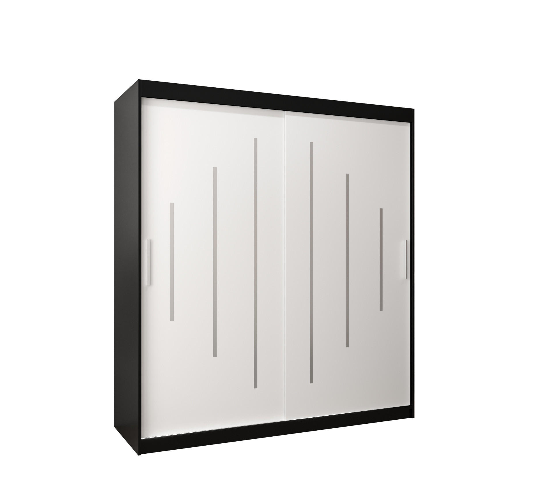 SCHWEBETÜRENSCHRANK 200/180/62 2-türig - Silberfarben/Schwarz, Holz/Kunststoff (180/200/62cm) - Abiks Möbel