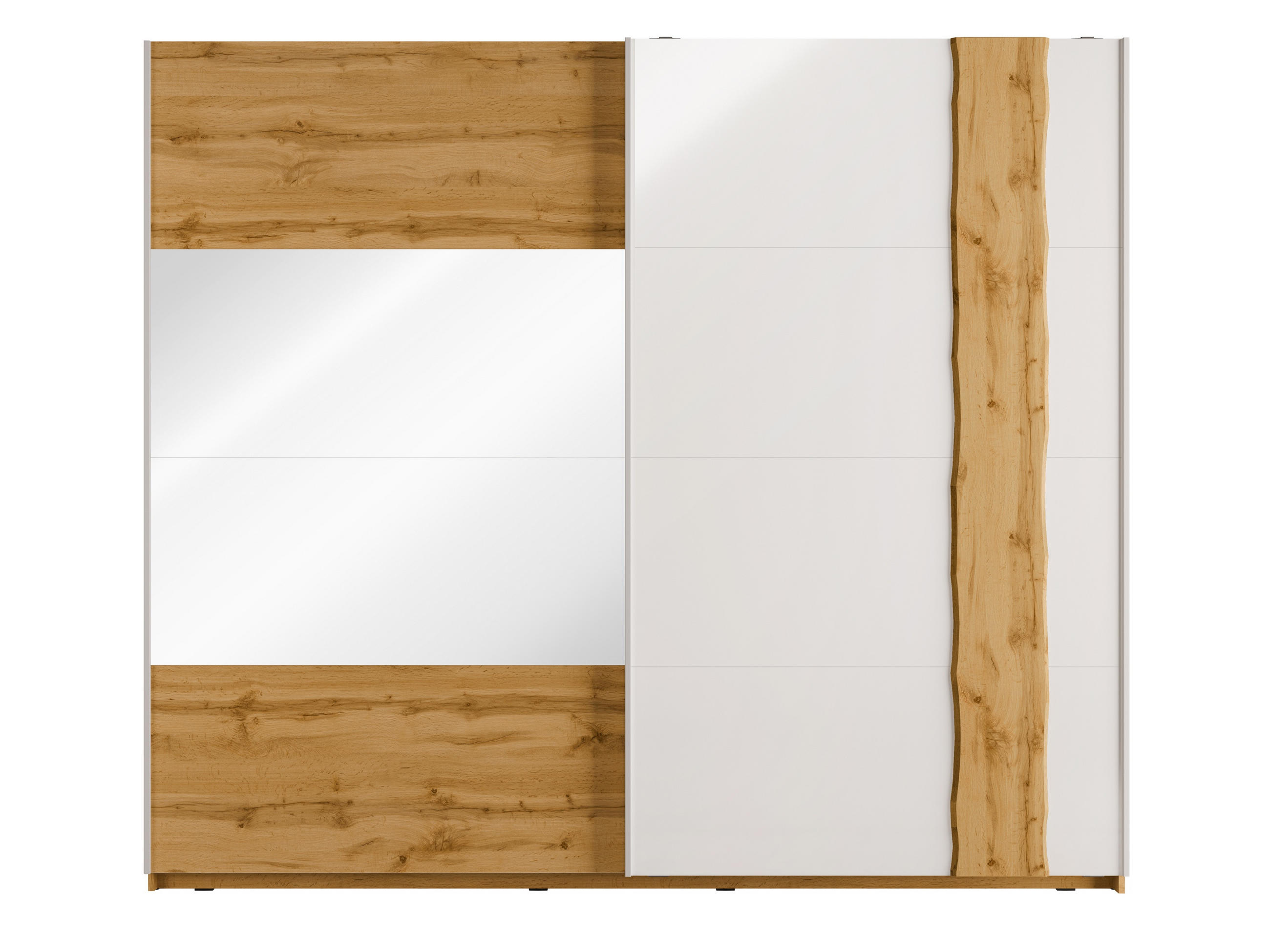 KLEIDERSCHRANK Eiche Wotan, Weiß Hochglanz 250/218,1/66 - Weiß Hochglanz/Eiche Wotan, Holzwerkstoff (250/218/66cm) - RAUMHIRSCH FURNITURE