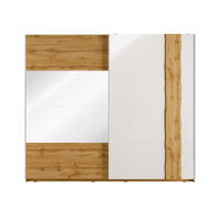 KLEIDERSCHRANK Eiche Wotan, Weiß Hochglanz 250/218,1/66 - Weiß Hochglanz/Eiche Wotan, Holzwerkstoff (250/218/66cm) - RAUMHIRSCH FURNITURE