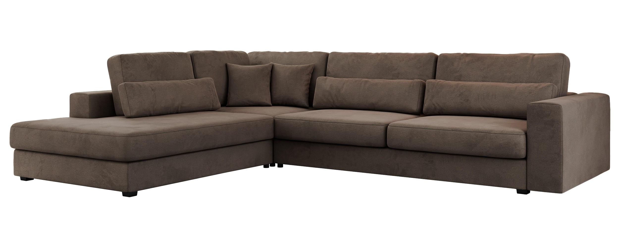 ECKSOFA Savona Braun Velvet - links - Schwarz/Braun, Kunststoff/Textil (316/249cm) - MKS