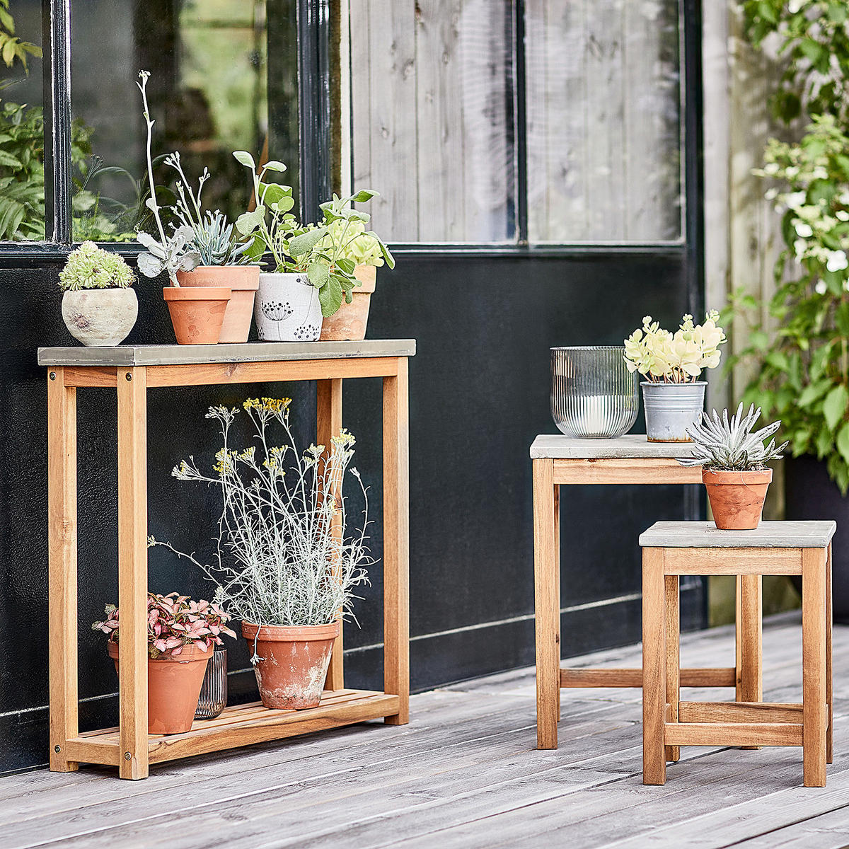 BEISTELLTISCH Concrete - Braun, Holz (20/85/70cm) - BUTLERS