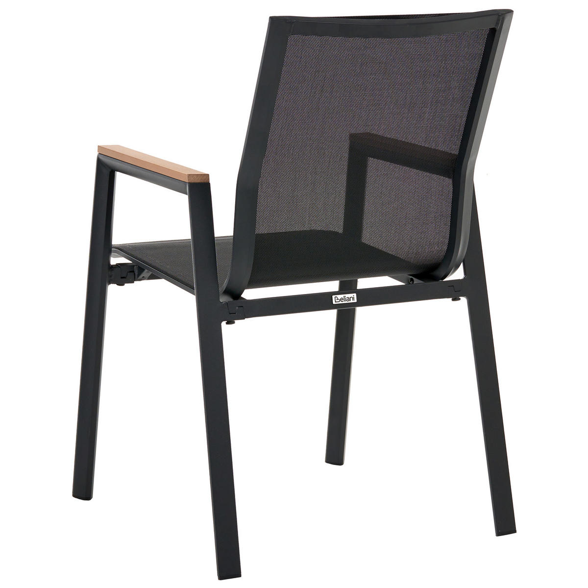 GARTENSTUHL 4er-Set Schwarz Tiano - Schwarz/Braun, Metall (56/90/56cm) - Beliani