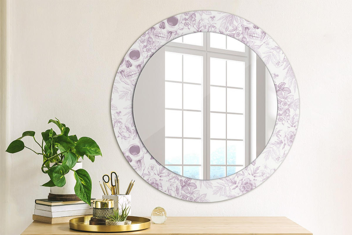 SPIEGEL Rund Ø 60 cm mit Aufdruck - Violett, Glas (60/60/0.4cm) - Wallfluent