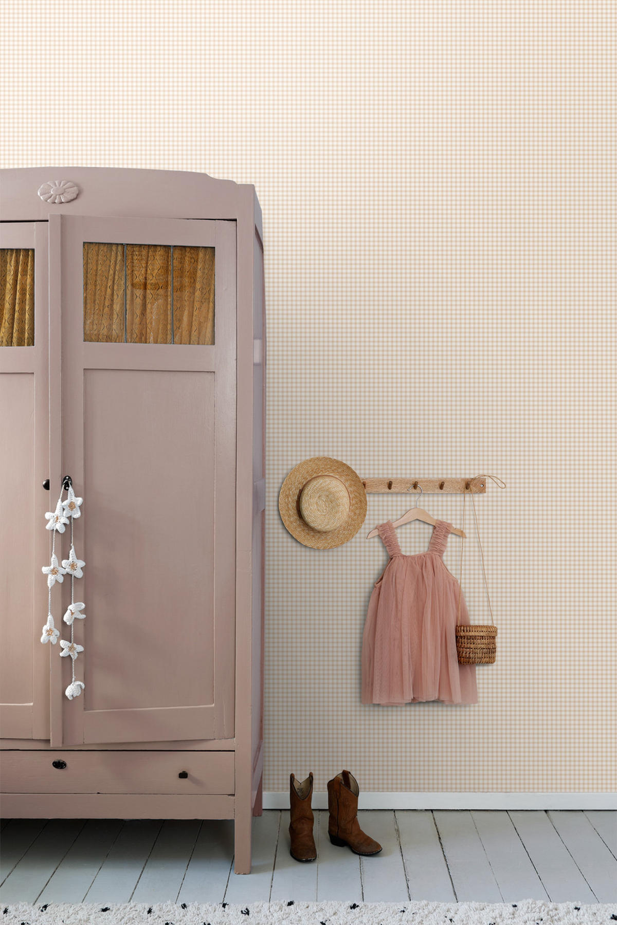 TAPETE Karomuster 50 x 900 cm - Beige, Papier (50/900cm) - ESTAhome