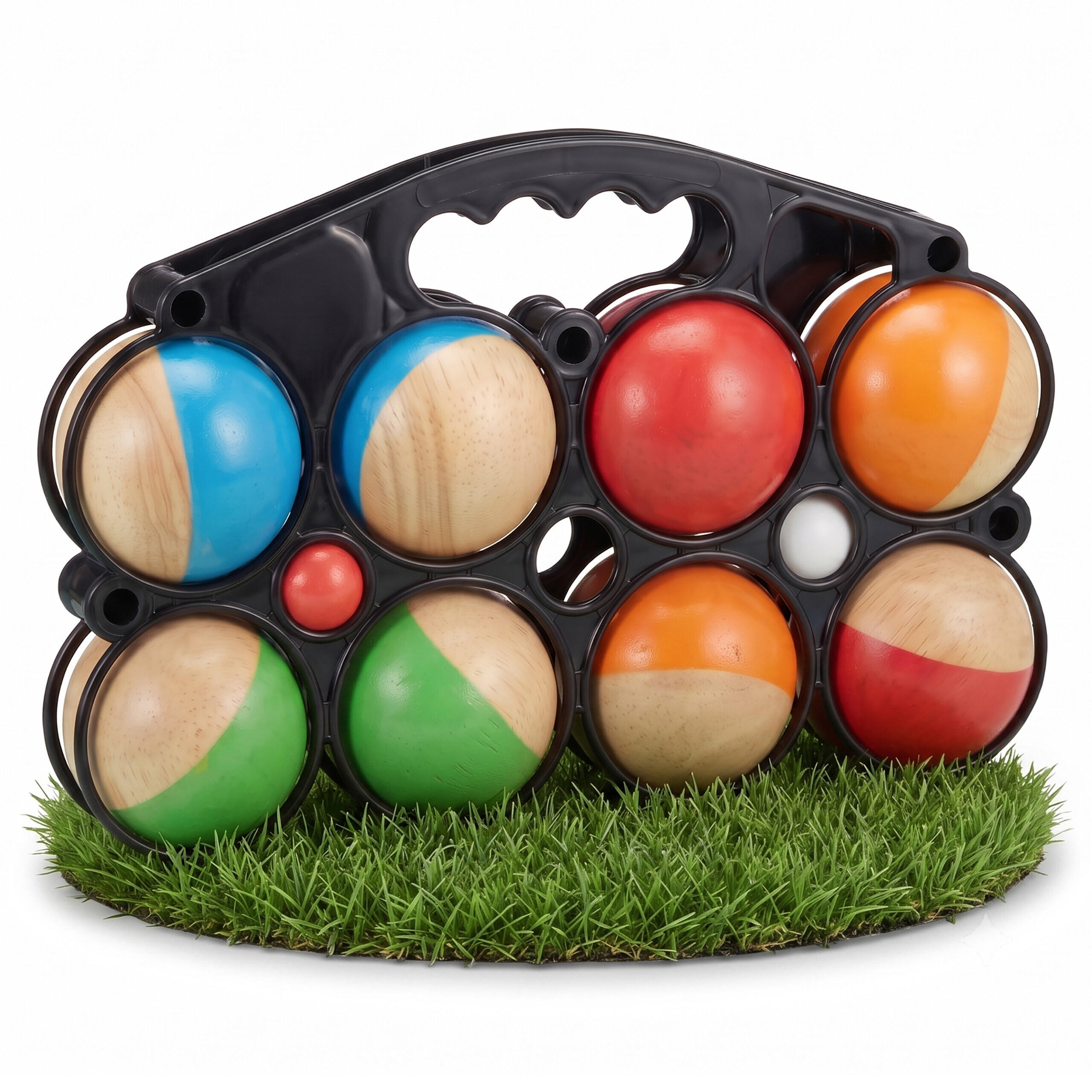KOULE Barevné 8dílný-Set dřevo s přepravním košíkem - různobarevná, dřevo/plast (28/7cm) - Relaxdays