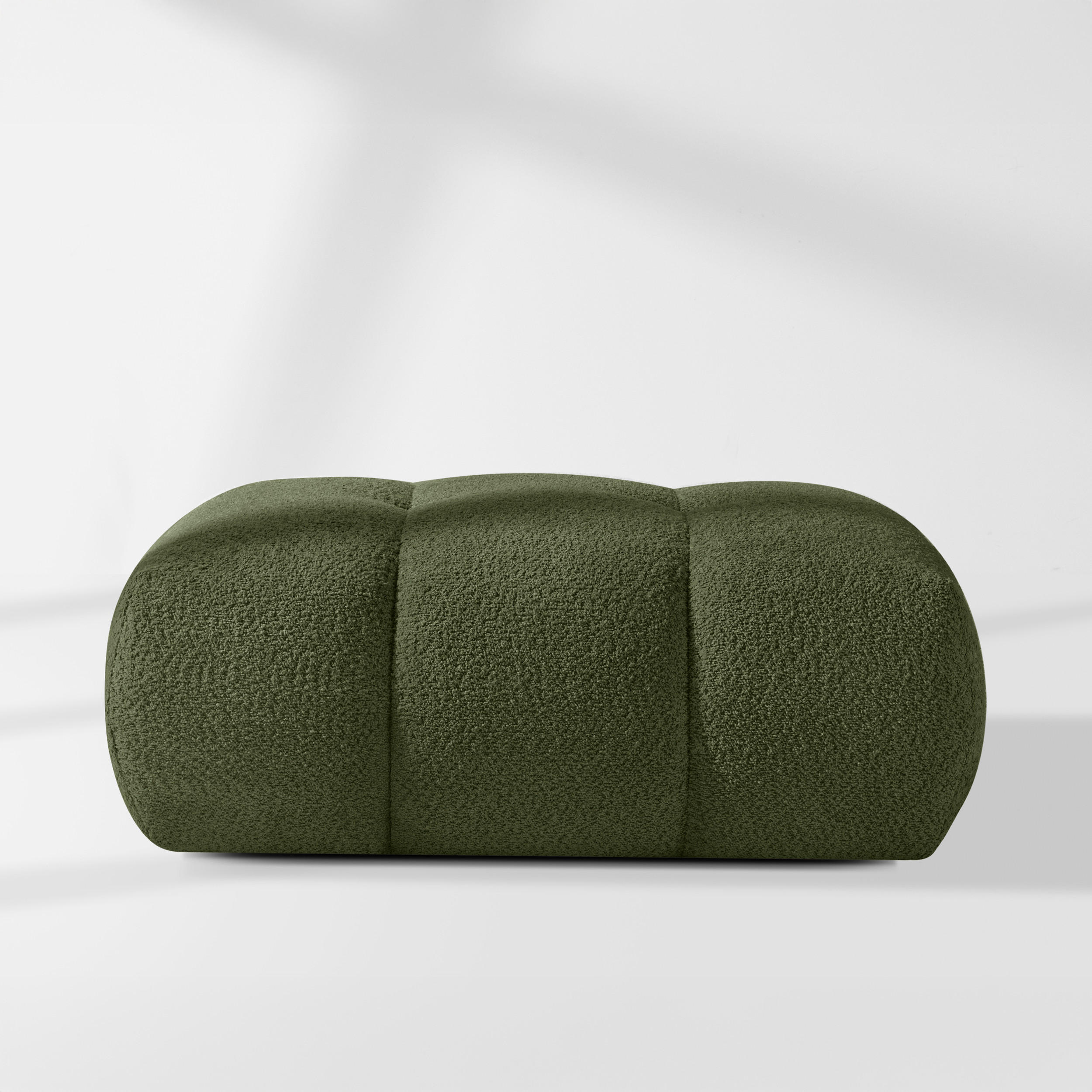 POUF LIRA, Olivgrün, Bouclé - Olivgrün, Holz/Holzwerkstoff (96/43/50cm) - KONSIMO®