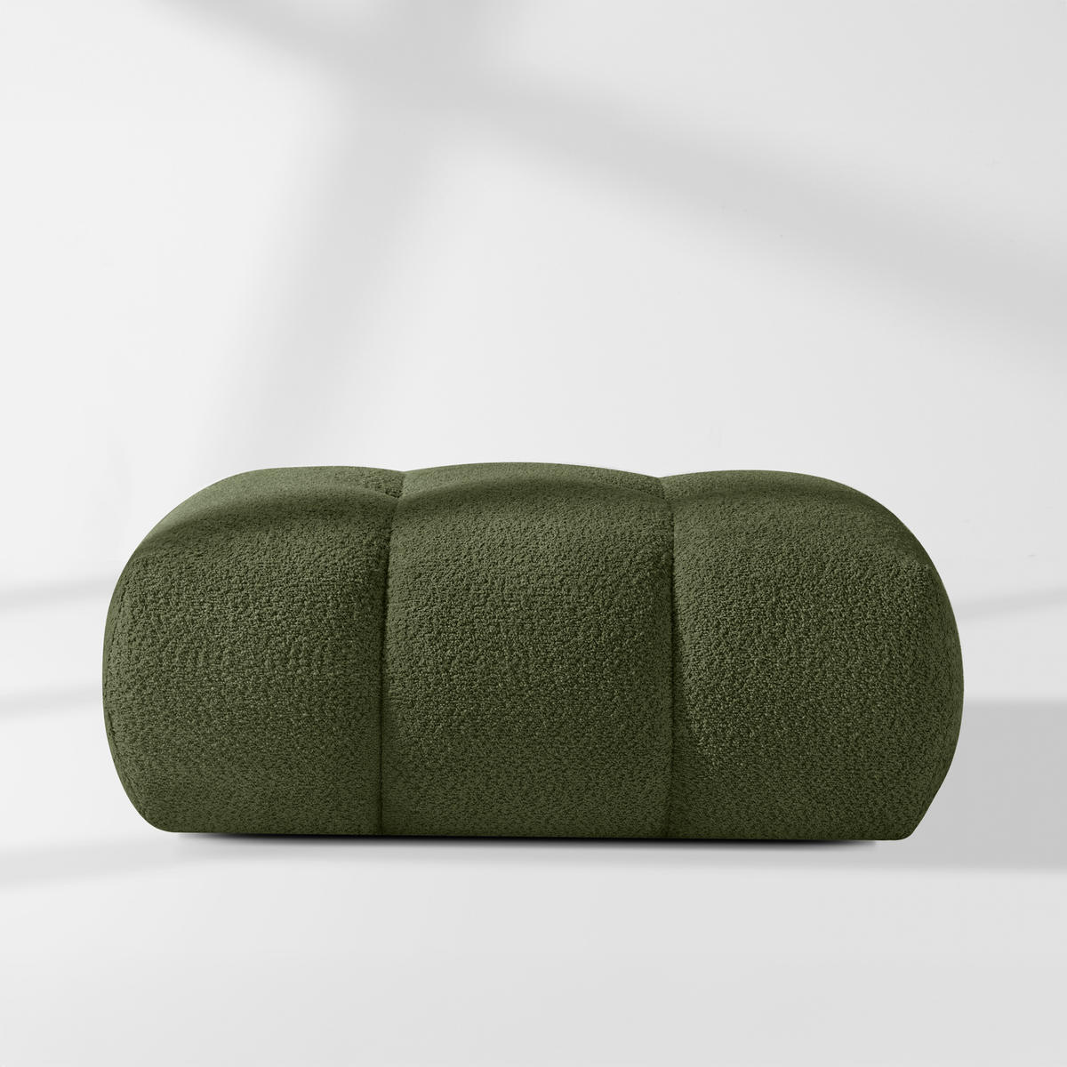 POUF LIRA, Olivgrün, Bouclé - Olivgrün, Holz/Holzwerkstoff (96/43/50cm) - KONSIMO®