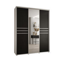 SCHWEBETÜRENSCHRANK 235,2/190/45 3-türig - Silberfarben/Schwarz, Holz/Metall (190/235/45cm) - Abiks Möbel