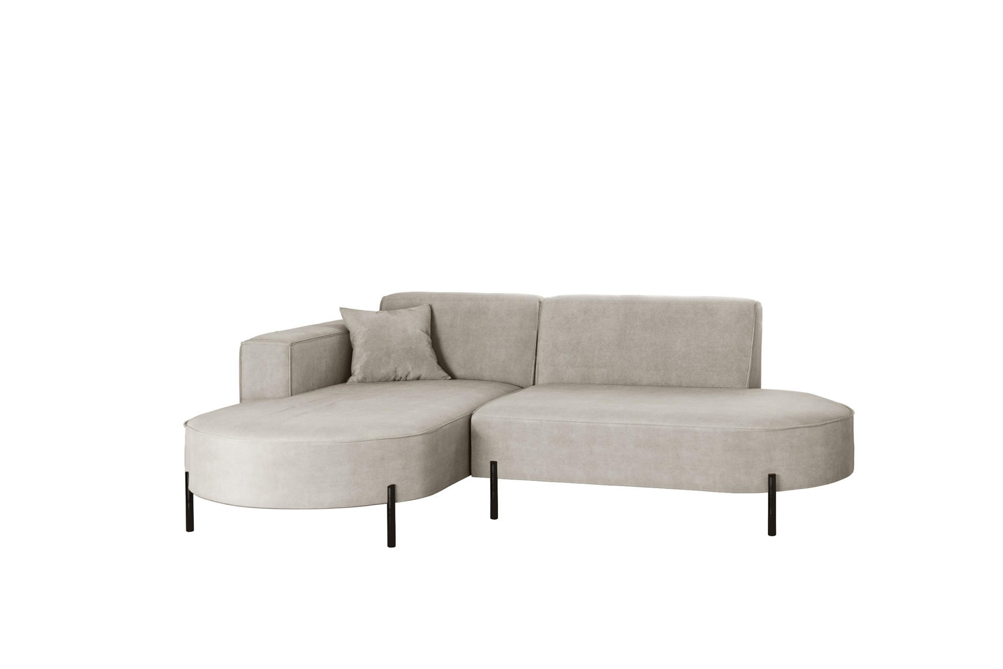 ECKSOFA Valencia Xs - Hellgrau, Holzwerkstoff/Textil (236/165cm) - Fun Möbel