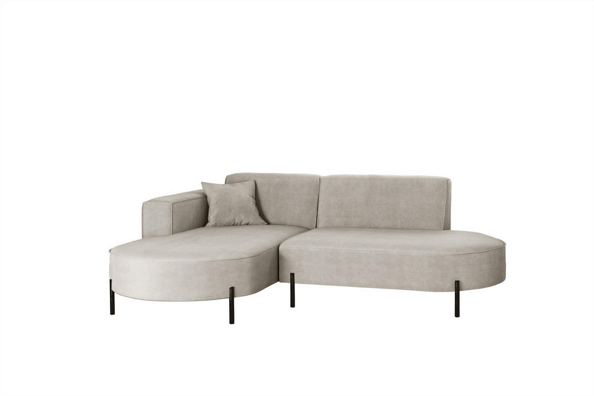 ECKSOFA Valencia Xs - Hellgrau, Holzwerkstoff/Textil (236/165cm) - Fun Möbel
