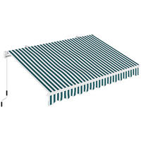 MANUELLE Gelenkarmmarkise Markise 3,95m mit Kurbel Sonnenschutz Alu Weiß+Grün - Grün, Metall (245/1/395cm) - Outsunny