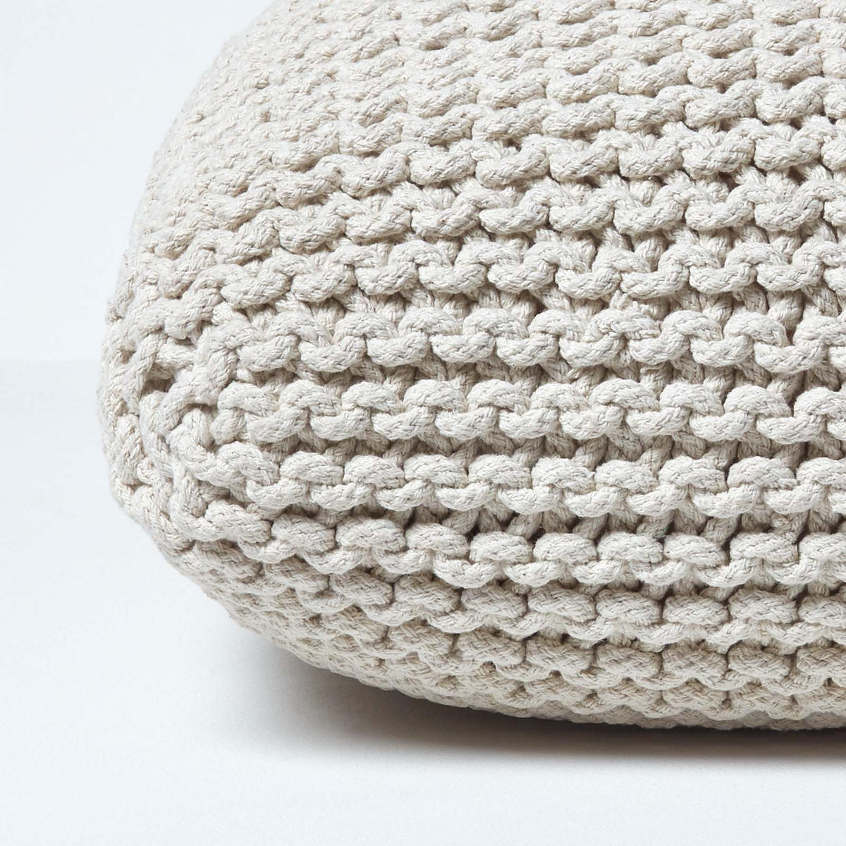 STRICK-POUF natur, Bodenkissen 70/70/20 cm - Creme, Textil (70/20/70cm) - Homescapes