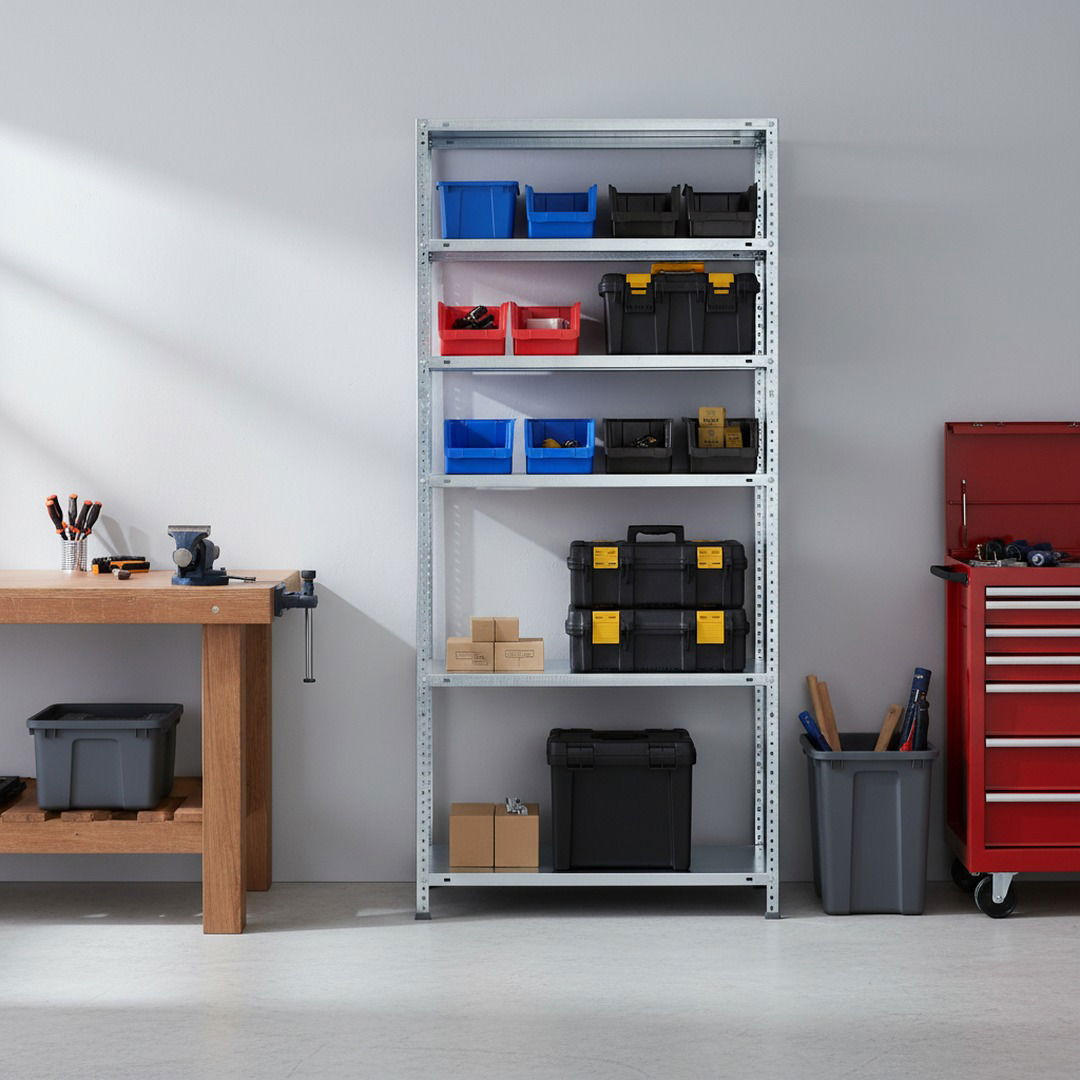 SCHRAUBREGAL PANDA TALL | HxBxT 200x90x40cm | 6 Fachböden | Fachlast 75kg | Verzinkt - Silberfarben, Metall (90/200/40cm) - PROREGAL