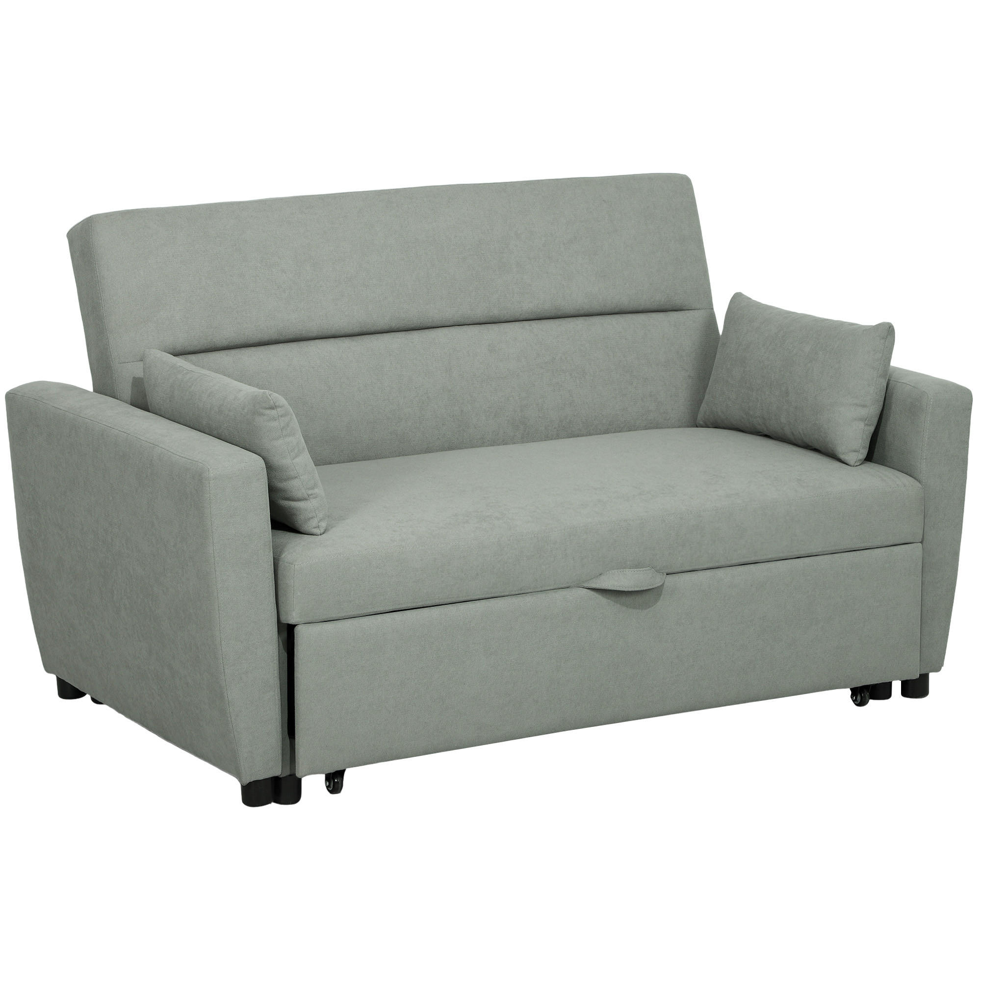 SCHLAFSOFA, 2-Sitzer Sofa mit Schlaffunktion, Verstellbare Rückenlehne, Hellgrau - Hellgrau, Textil (90/88.5/155cm) - HOMCOM