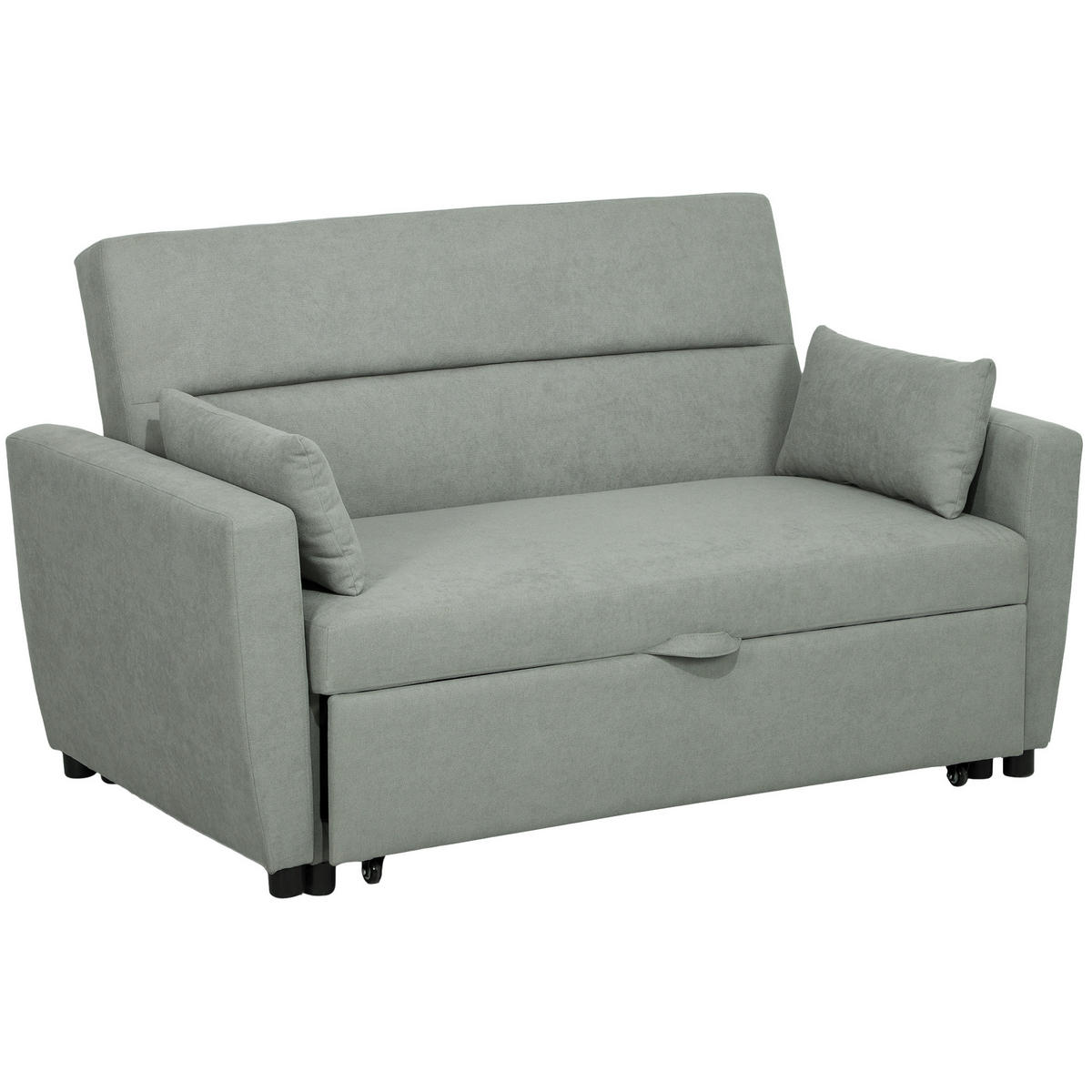 SCHLAFSOFA, 2-Sitzer Sofa mit Schlaffunktion, Verstellbare Rückenlehne, Hellgrau - Hellgrau, Textil (90/88.5/155cm) - HOMCOM