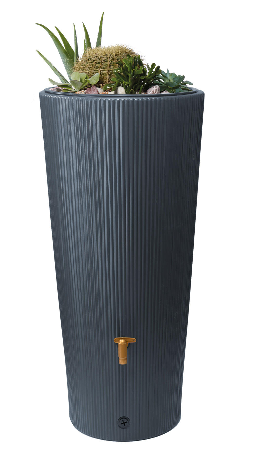2IN1 Regentonne 220 L, graphite grey - Grau, Kunststoff (58/120/58cm) - 4rain