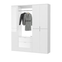 GARDEROBENSCHRANK weiß Hochglanz 152 cm, bis 18 Fächer, Flurgarderobe - Chromfarben/Weiß Hochglanz, Holzwerkstoff/Metall (152/193/34cm) - Inn.Furn