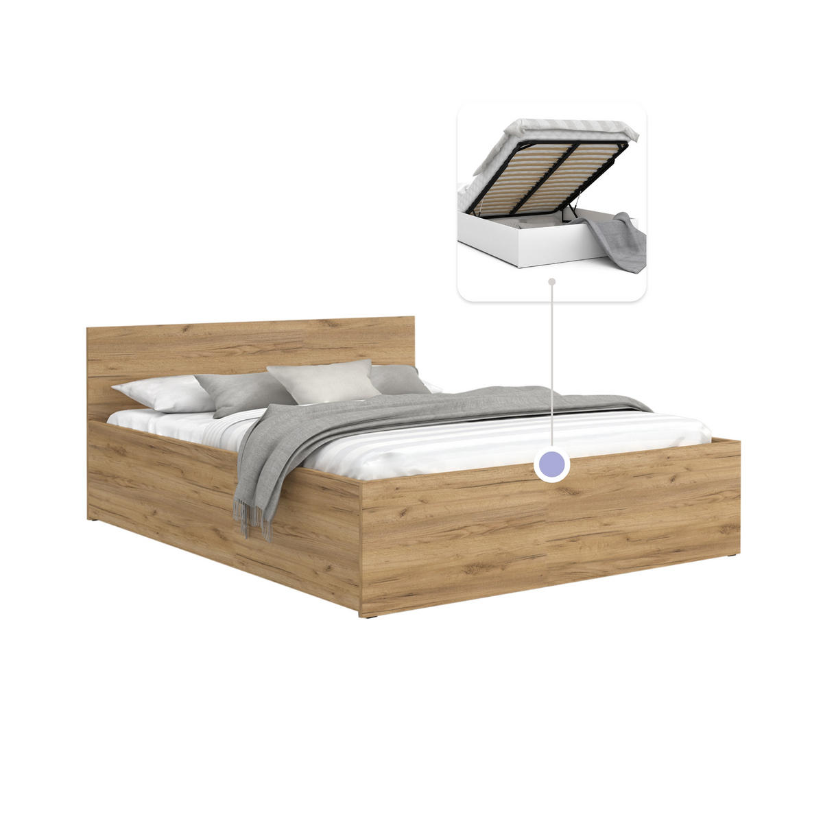DOPPELBETT Sydney LUX 140x200 cm, Eichenfarbe - Braun, Textil (140/200cm) - Fedve
