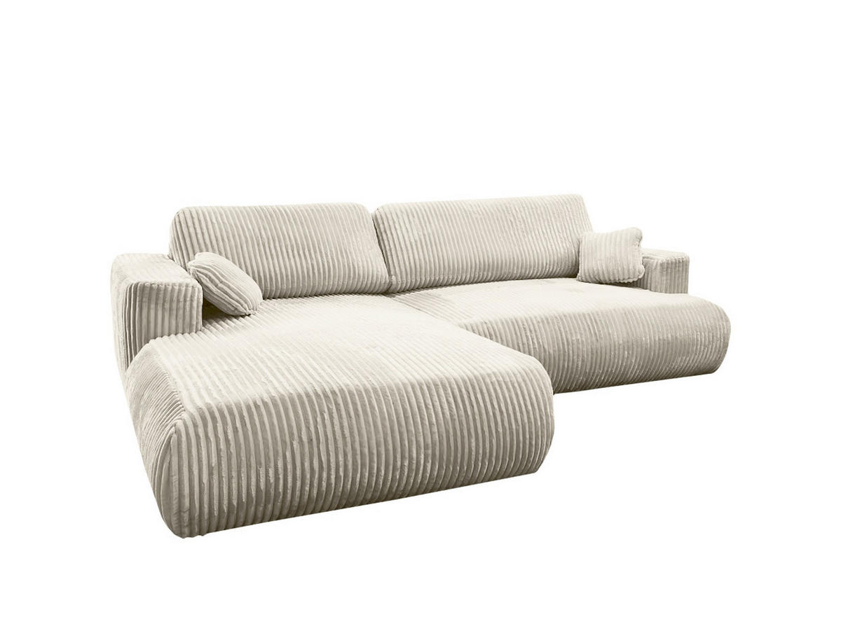 ECKSOFA Luna L links Ecru aus Cord - Ecru, Textil (271/195cm) - KS Home Concept