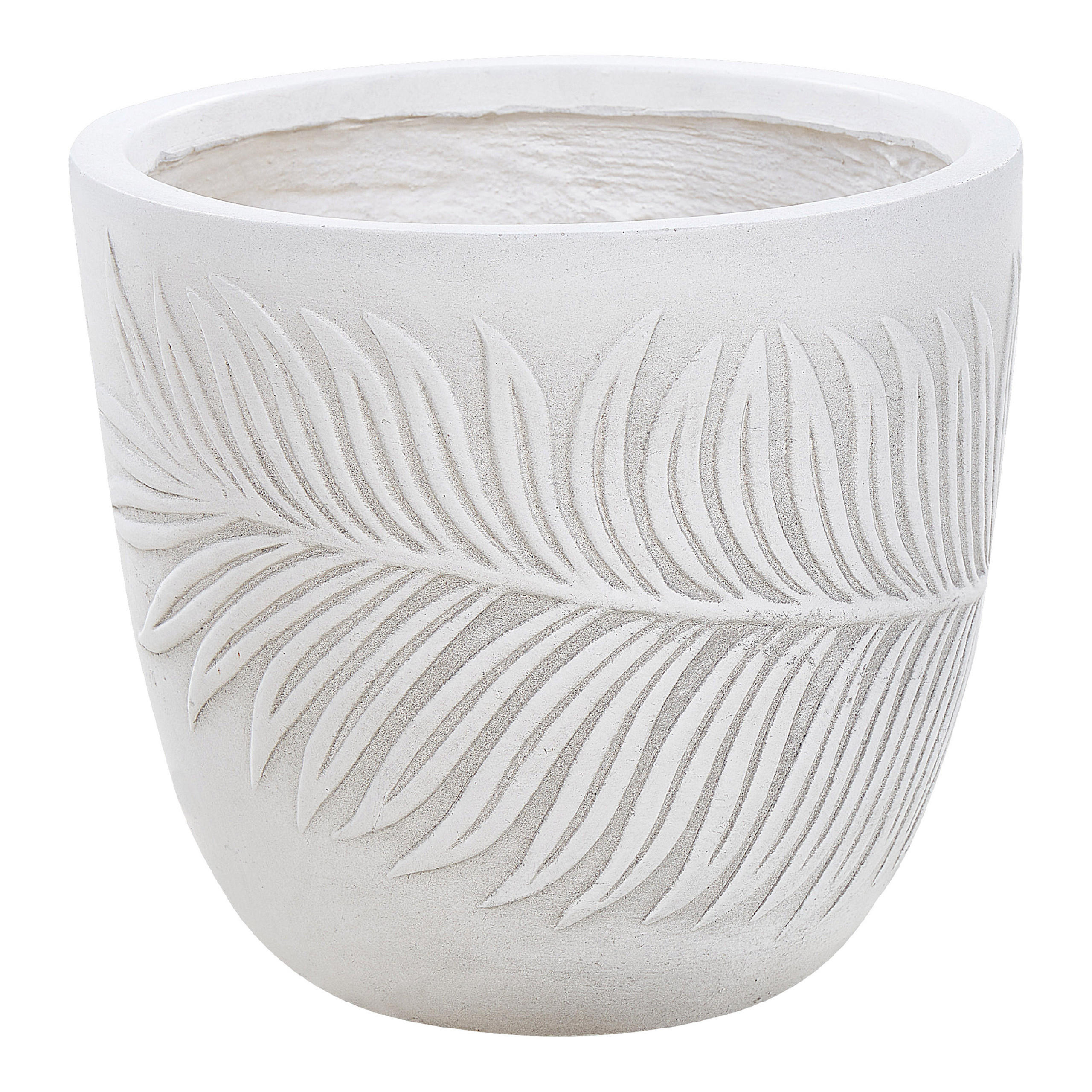 BLUMENTOPF cremeweiß rund 28/28/16 cm Ftero - Weiß, Naturmaterialen (16cm) - Beliani