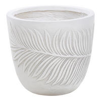 BLUMENTOPF cremeweiß rund 28/28/16 cm Ftero - Weiß, Naturmaterialien (16cm) - Beliani