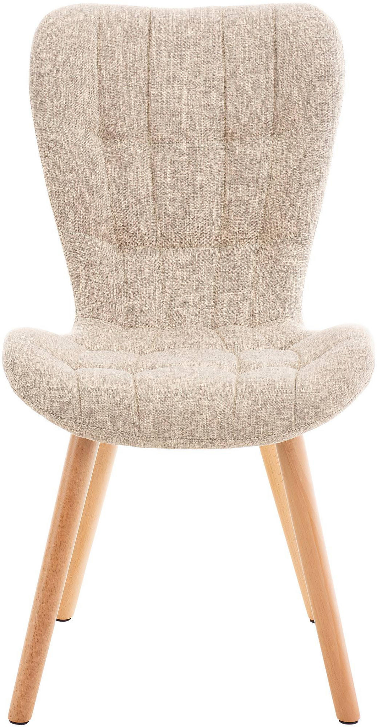 STUHL 2er Set Stoff creme - Eukalyptusholzfarben/Creme, Holz/Textil (50/88/63cm) - CLP