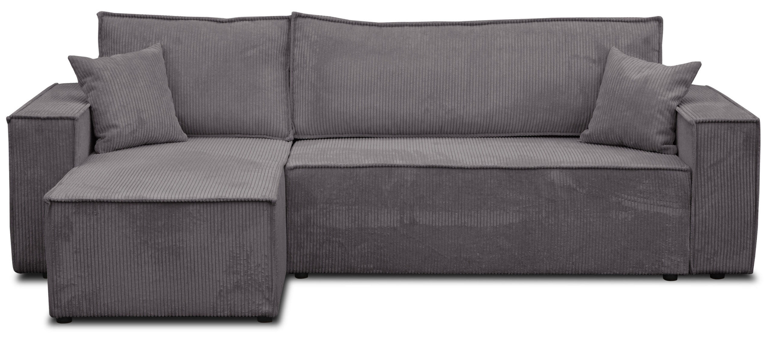 ECKSOFA Hugo L in L-Form mit Schlaffunktion und Bettkasten, Farbe: Dunkelgrau, Cordstoff, Ottomane Unsiversal - Dunkelgrau, Textil (244/145cm) - VENASI MÖBEL