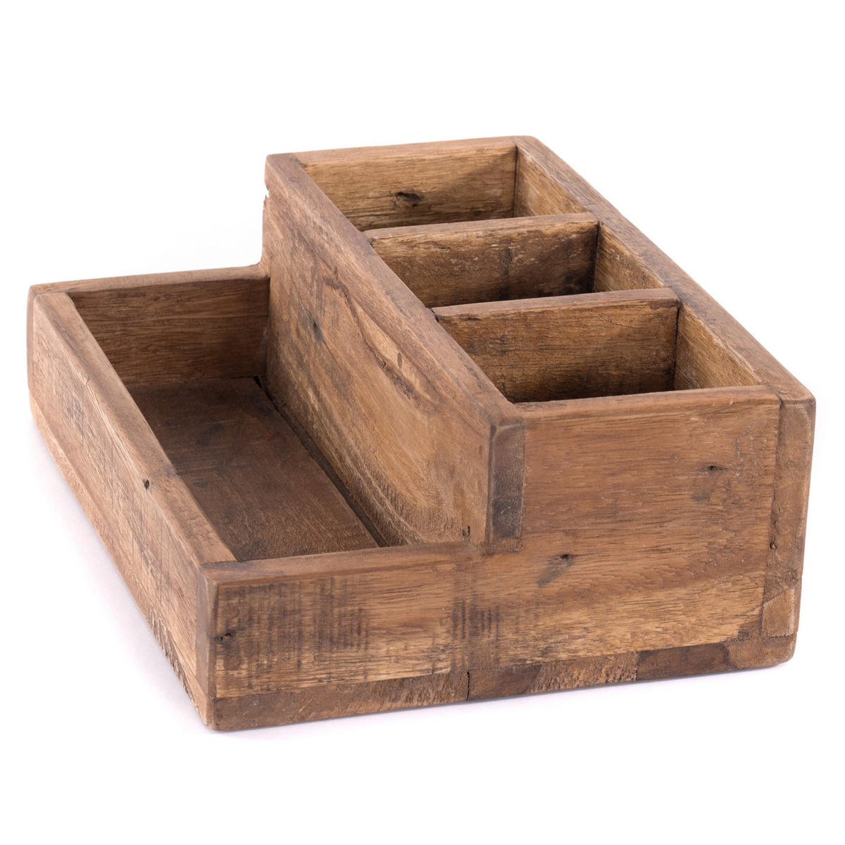 SCHREIBTISCH-ORGANIZER Lepus Mahagoni Recyclingholz massiv, 4 Fächer naturfarben - Naturfarben, Holz (23/34/11cm) - DESIGN DELIGHTS