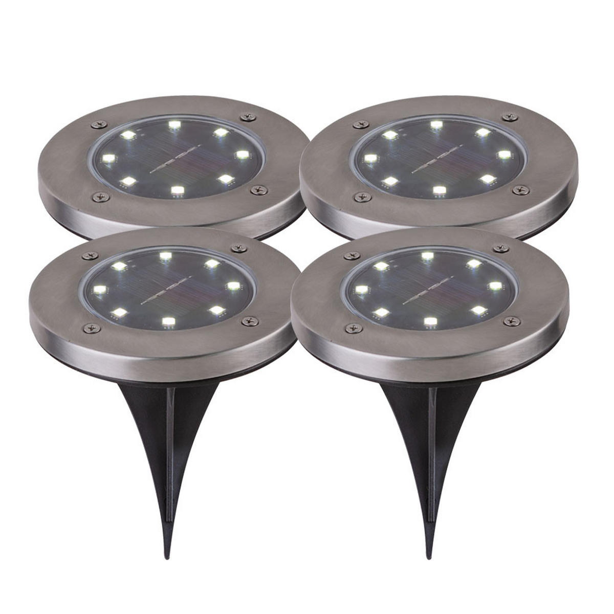 LED AUSSENLEUCHTE Edelstahl Grau 4er Set - Grau, Metall (13/13/11.8cm) - Globo Lighting