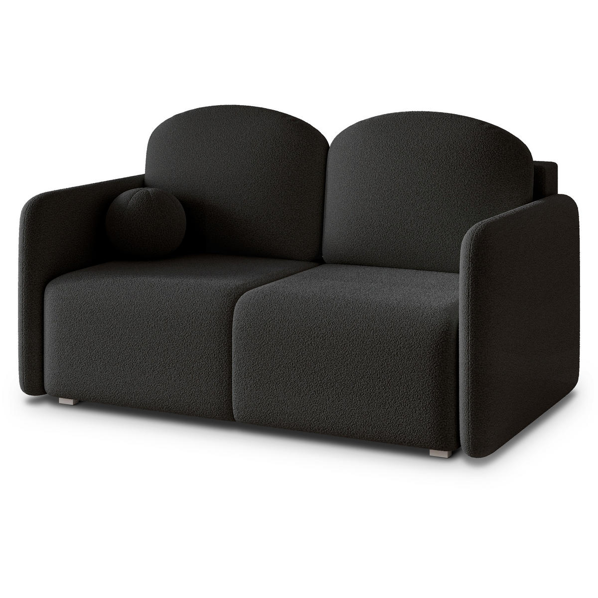 BETTSOFA SUVI II Q Schwarz Bucle-Stoff mit Schlaffunktion - Schwarz, Textil (90/85/153cm) - MASSENO