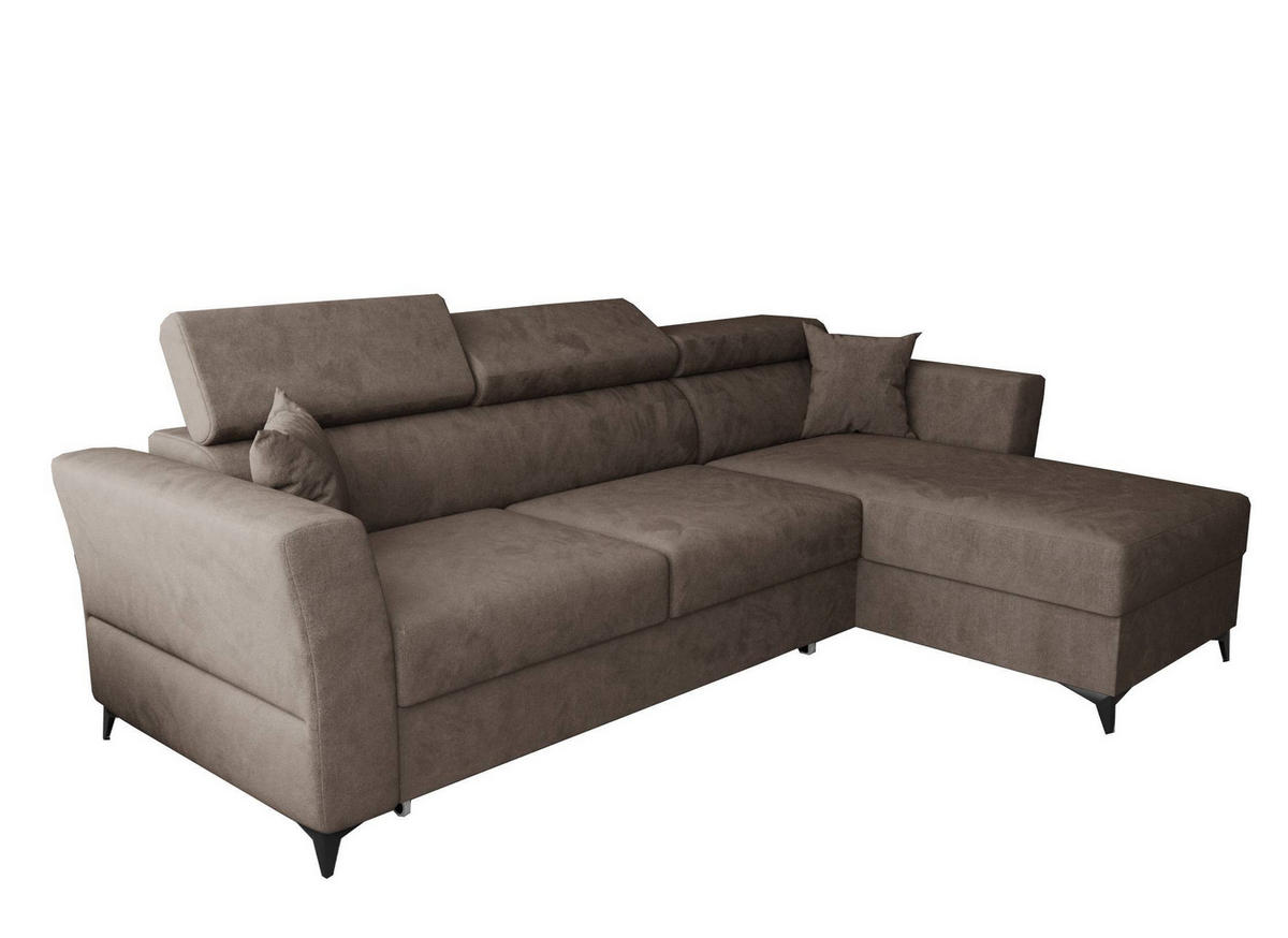 ECKSOFA L Form Ribella Bronze 265/180/100 cm Rechts mit Schlaffunktion - Schwarz/Bronzefarben, Textil/Metall (265/180cm) - AX Living
