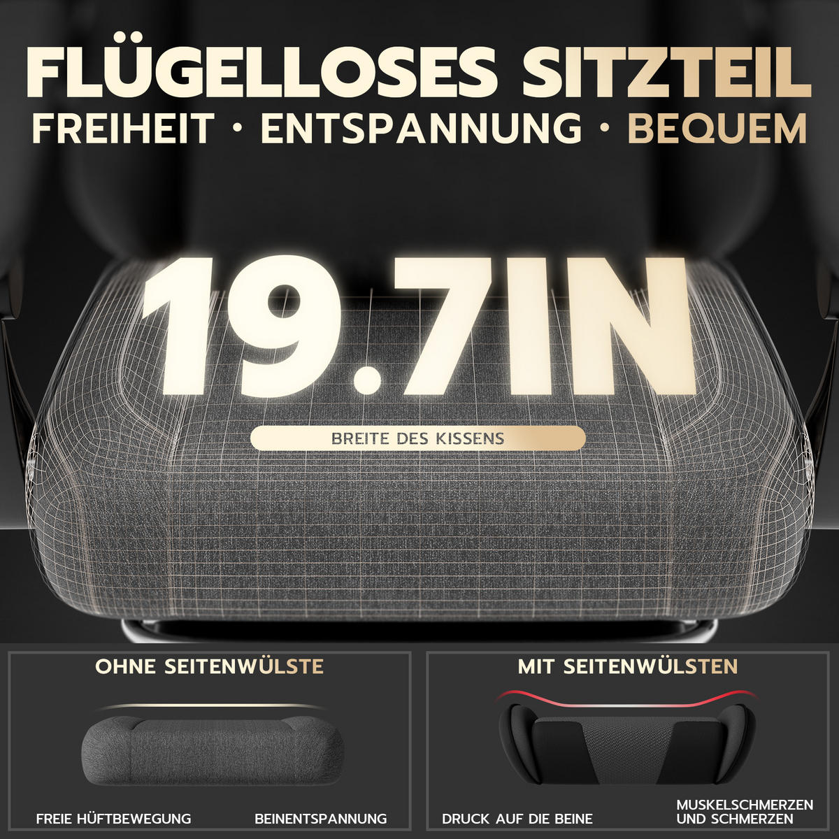 GAMINGSTUHL Dunkelgrau 58,5/63/120,5 cm - Dunkelgrau, Metall (58.5/120.5/63cm) - PANGIVO