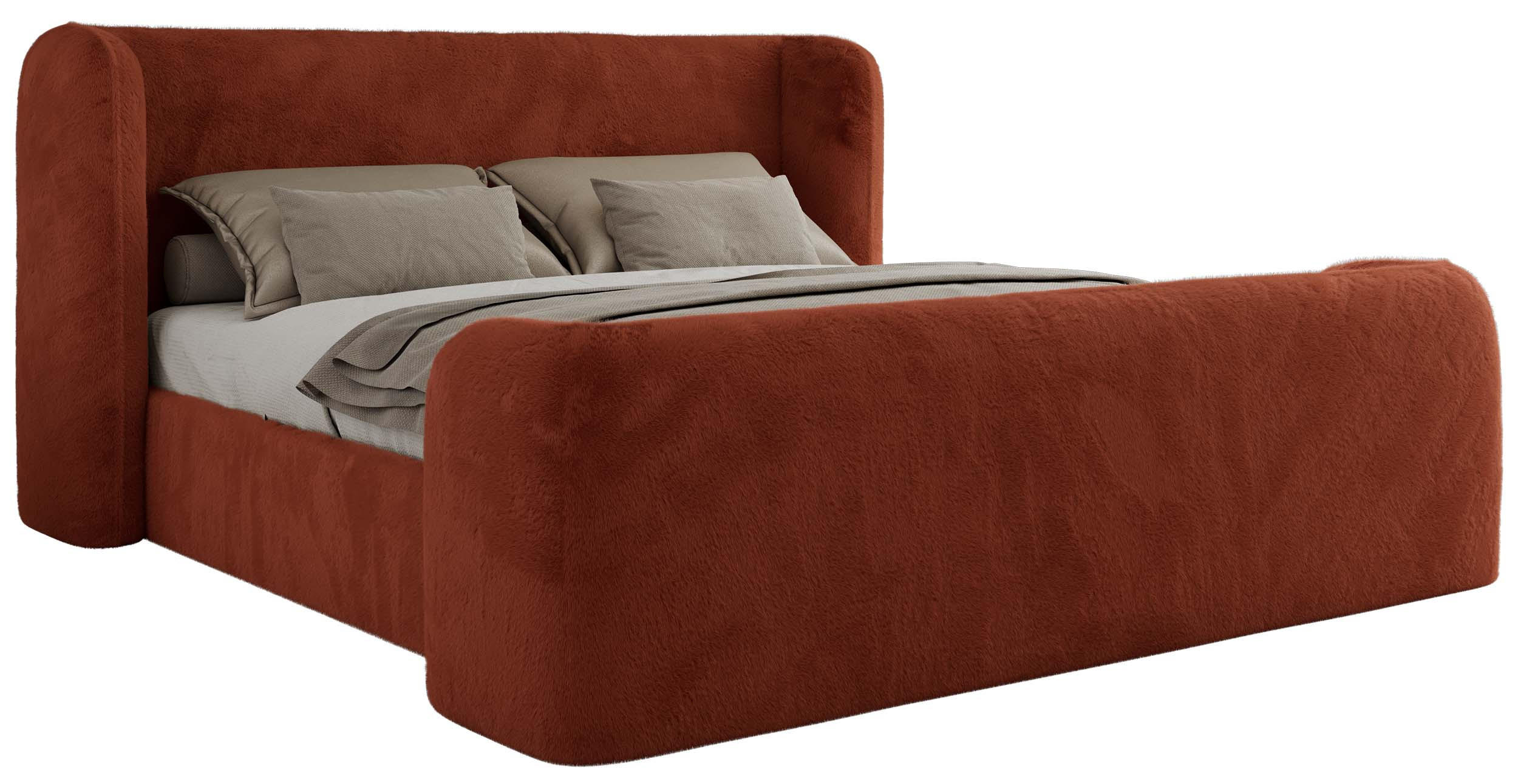 POLSTERBETT EMORA CLASSIC DUO 180/200 - Orange Plüsch - Multipocket-Matratze - Orange, Textil (180/200cm) - MKS