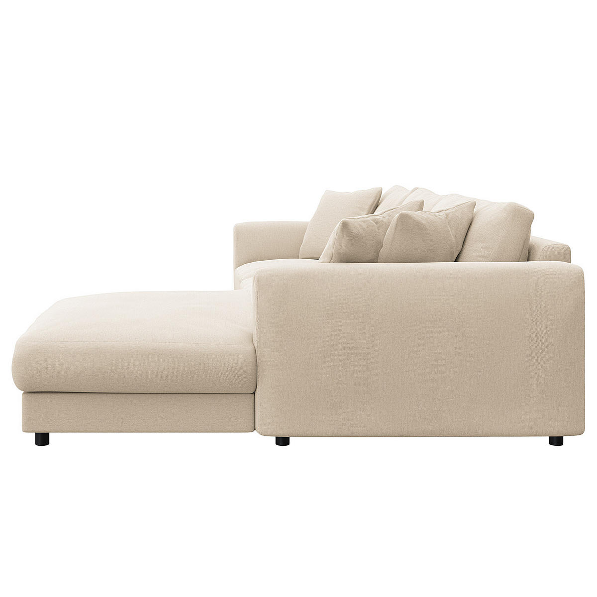 ECKSOFA mit Longchair - Beige/Schwarz, Holz/Kunststoff (286/183cm) - home24