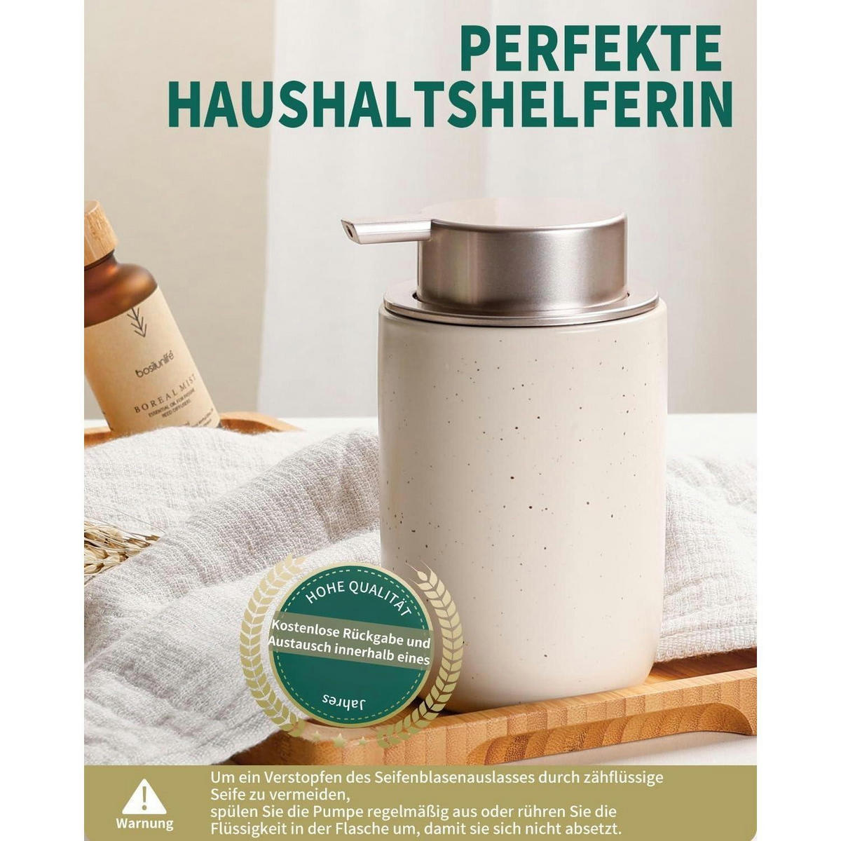 SEIFENSPENDER Keramik 350ml Beige & Rosa - Beige, Keramik (8/14/8cm)