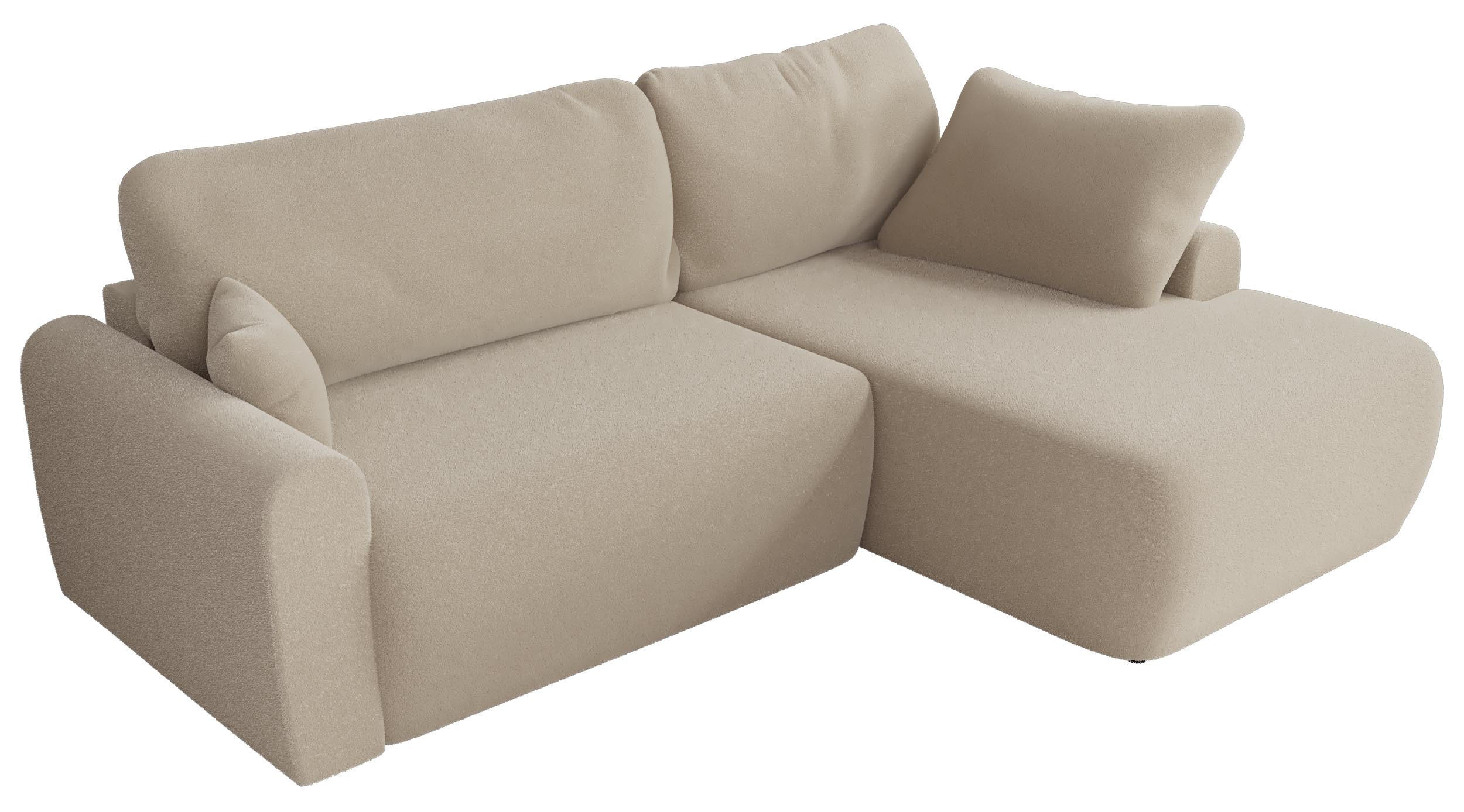 ECKSCHLAFSOFA CUBO L Beige Boucle - rechts - Beige/Schwarz, Kunststoff/Textil (187/273cm) - MKS