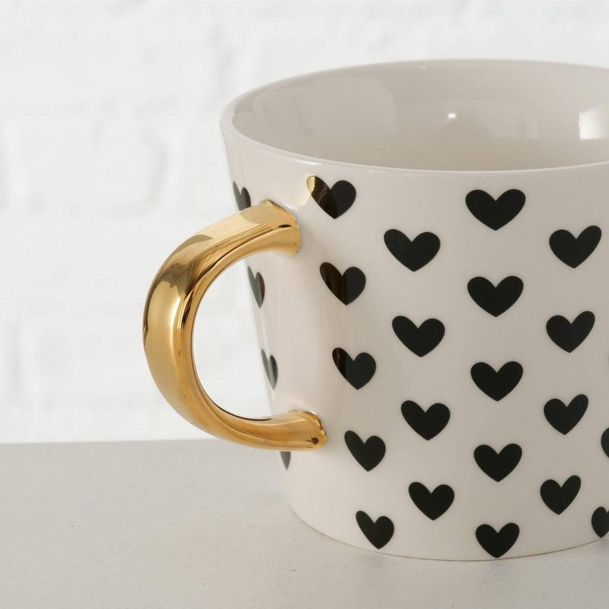 TASSE aus Porzellan mit goldenem Griff Fayette Muster 1 10/13/8 cm - Weiß, Keramik (0.31L) - Boltze Home