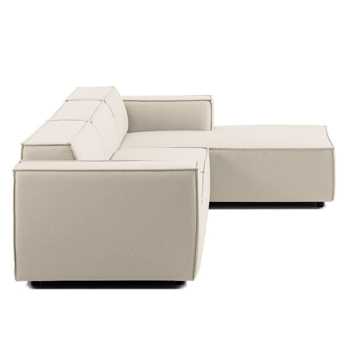 ECKSOFA mit Longchair - Schwarz/Weiß, Kunststoff/Textil (294/177cm) - home24