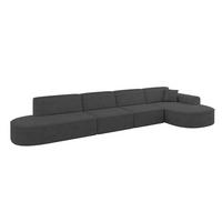 ECKSOFA Ottomane Rechts MARI-L3 - 413x171x79 cm Dunkelgrau Velours - Dunkelgrau/Schwarz, Holzwerkstoff/Kunststoff (171/413cm) - ALTDECOR