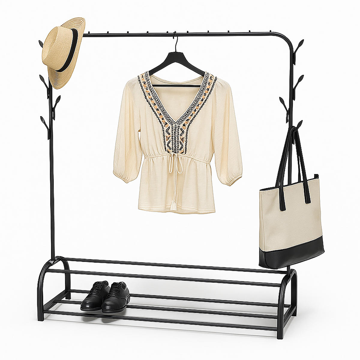 KLEIDERSTÄNDER - Schwarz, Metall (110/158/40cm) - Relaxdays