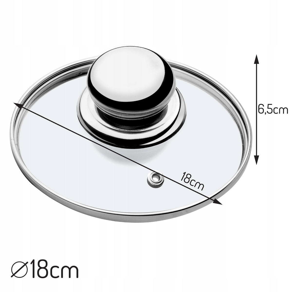 DECKEL mit Metallgriff, 18 cm - Transparent, Glas (18cm) - KADAX