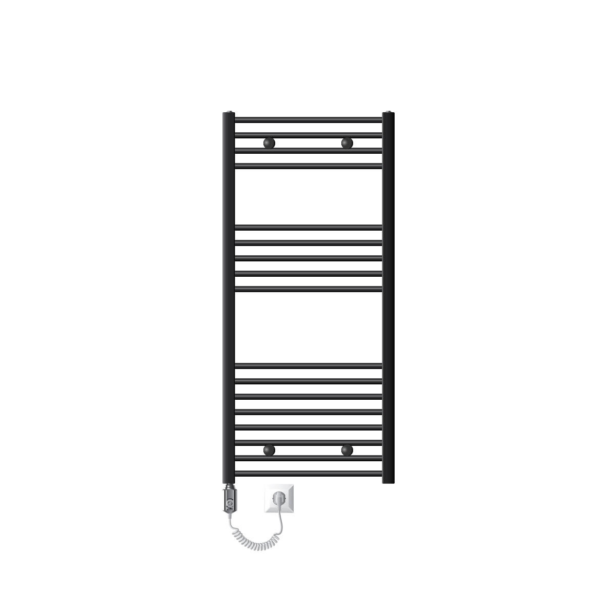 BADHEIZKÖRPER elektrisch Sahara 600x1200 mm Anthrazit gerade mit Heizstab 900W - Anthrazit, Metall (3/120/60cm) - LuxeBath