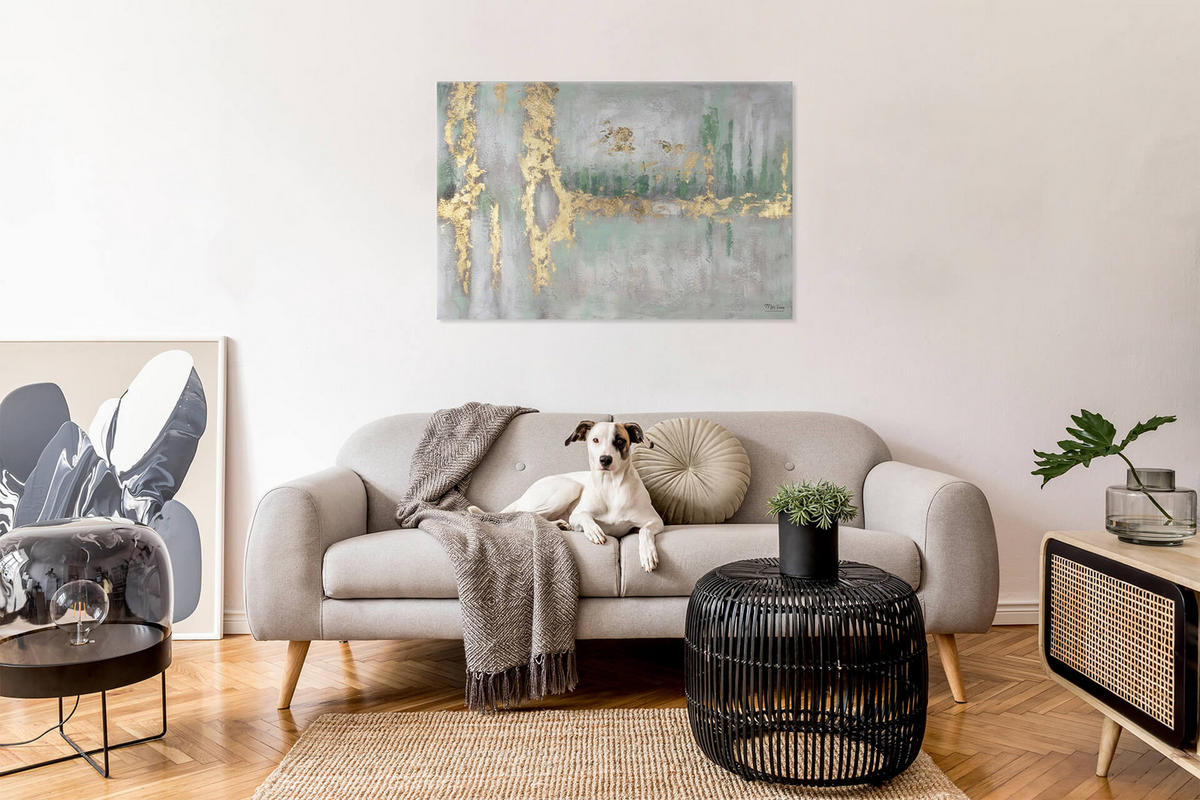 ÖLGEMÄLDE 120/80 cm - Grün, Holz/Textil (120/80cm) - KUNSTLOFT