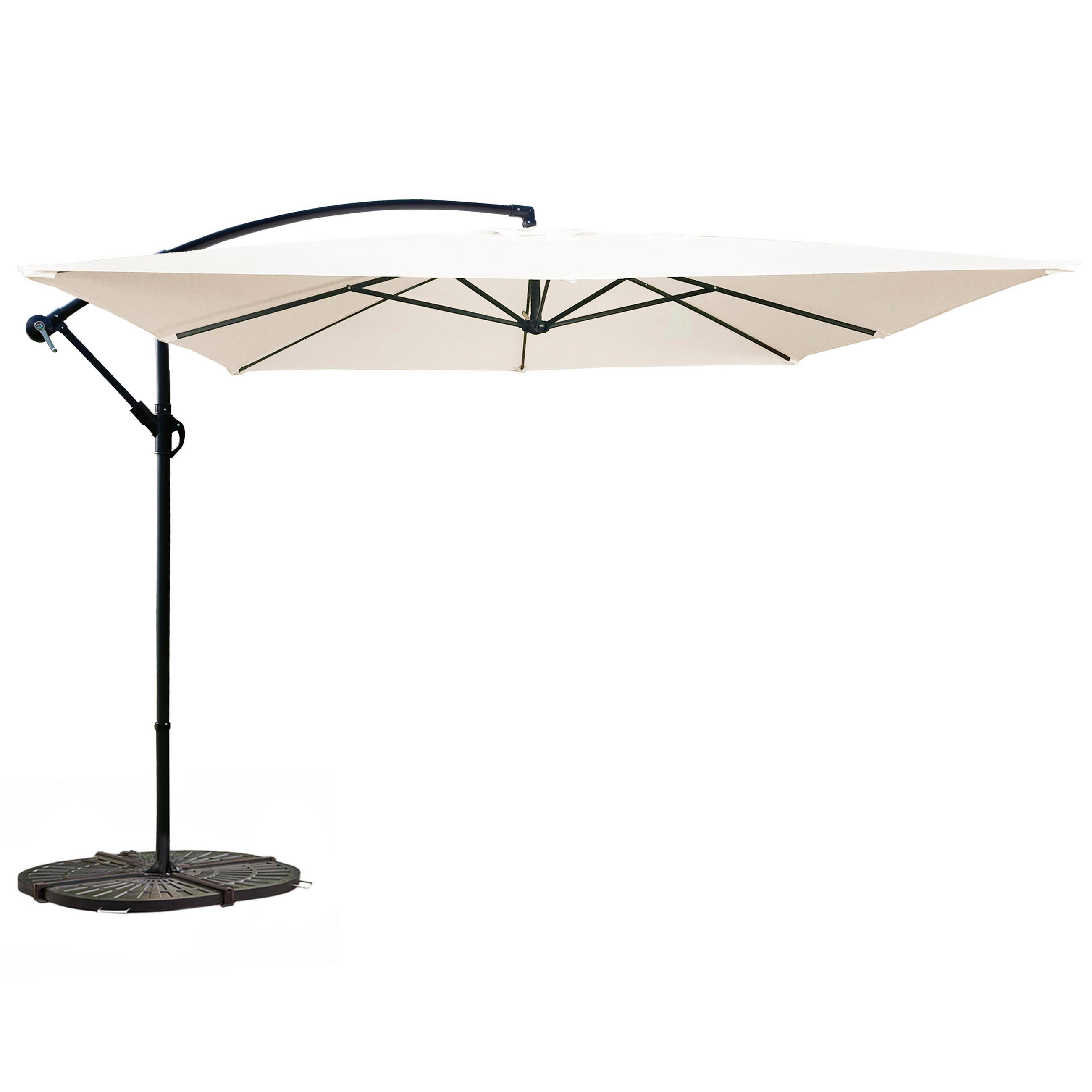 SONNENSCHIRM 3x3m mit 4 Gewichtsplatten, Weiß - Weiß, Metall (300/300cm) - Oviala