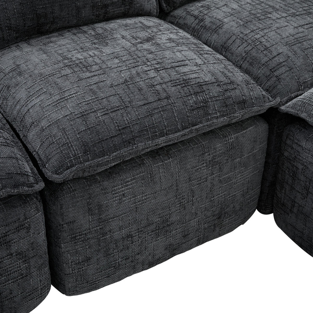 SOFA modulares 3-Sitzer mit Hocker 256 x 161 cm Chenille Dark Gray - Dunkelgrau, Holzwerkstoff (161/256cm) - Meubliv