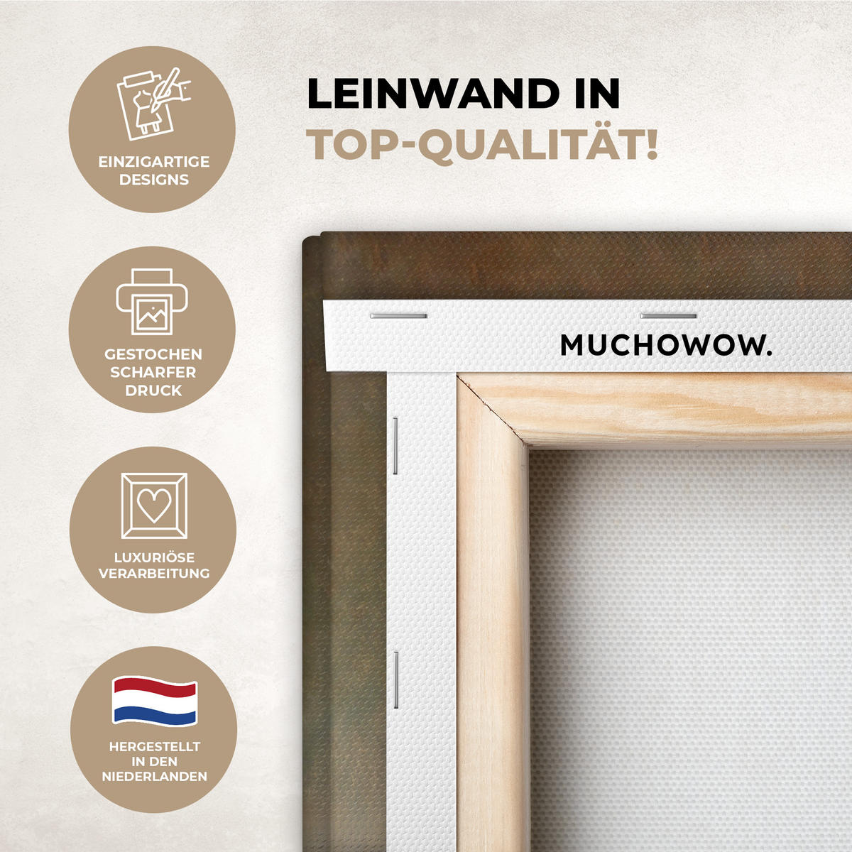 LEINWANDBILD Alte Meister - Blumen - Balthasar van der Ast Wandbild Wohnzimmer 50x50 cm - Hellbraun, Textil (50/50cm) - MuchoWow