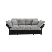 SCHLAFSOFA 190/85/91 cm Hellgrau Samt mit Tufting und 2 weichen Kissen - Hellgrau, Textil (190/91/85cm) - Oxeza