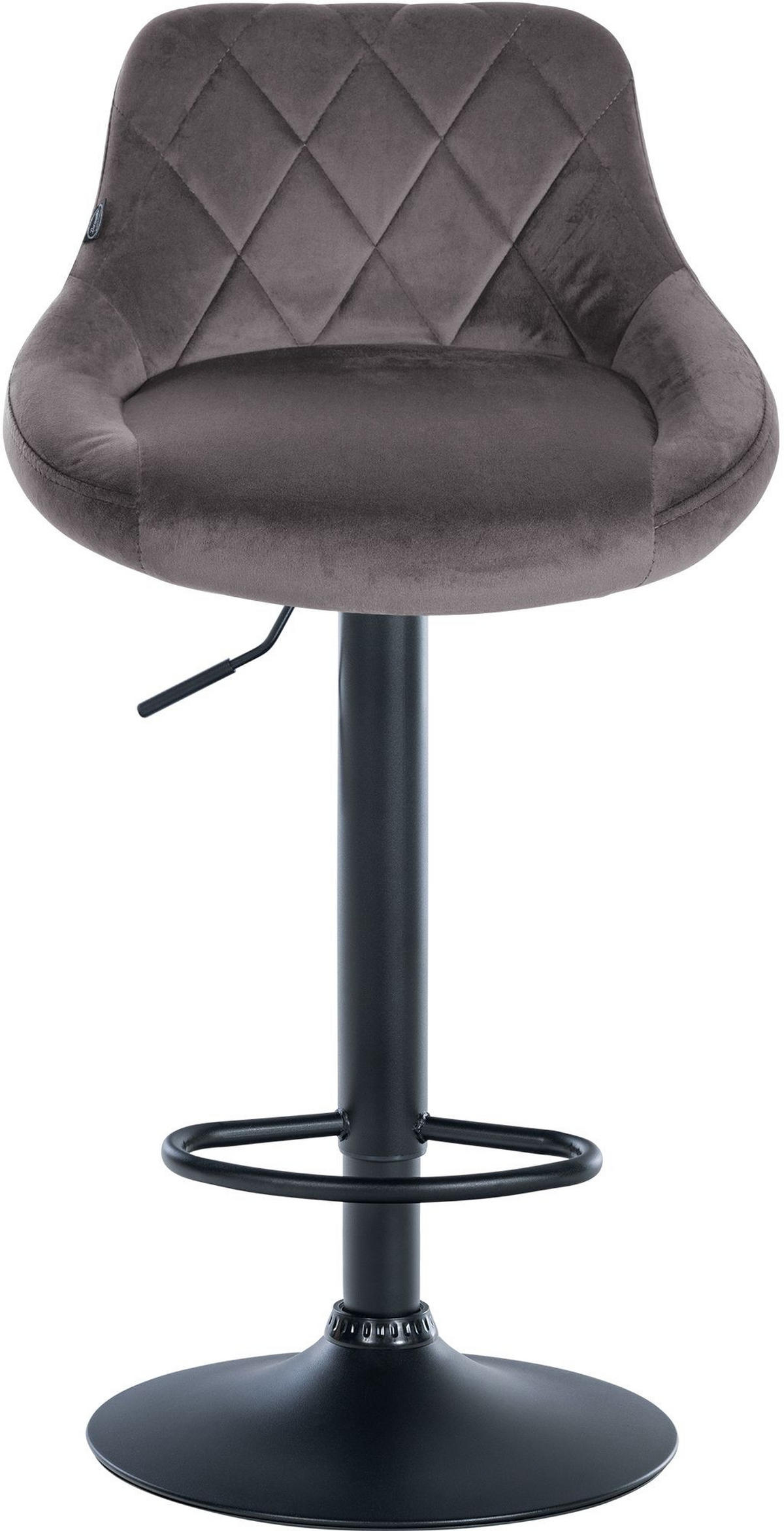 BARHOCKER 2er Set Samt grau - Schwarz/Grau, Textil/Metall (46/83/49cm) - CLP